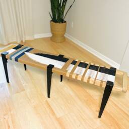 Hand-Woven Entryway Bench Mcm Style End Of Bed & Mudroom Seating - Custom-Made, Multiple Sizes - thumbnail 4