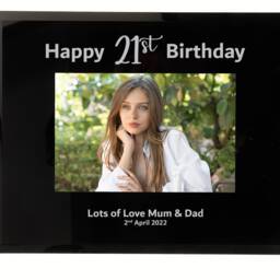 Birthday Frame Gift, Personalised Happy Photo Frame 18Th 21st 30Th 40Th 50Th Gift For Her Or Him Black Glass - thumbnail 3