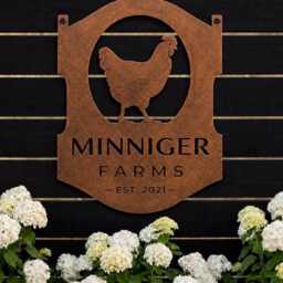 Metal Chicken Sign Personalized Farmhouse Kitchen Wall Art Custom Name Plaque Laser Cut Rooster Dad Christmas Gift Parent Rustic Home - thumbnail 3