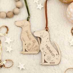 Personalized Wooden Dog Christmas Ornament Custom Name Woodland Keepsake Holiday - thumbnail 2