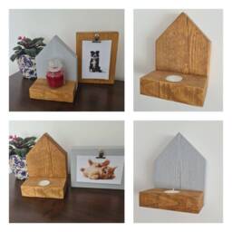 Handmade Wooden Candle Holder, Tealight, Tea Ligh, Rustic Floating Shelf, New Home Gift, Present, Display, Decoration, Scandi