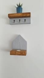 Handmade Wooden Candle Holder, Tealight, Tea Ligh, Rustic Floating Shelf, New Home Gift, Present, Display, Decoration, Scandi - thumbnail 4