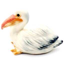 Miniature Ceramic Pelican Bird Animal Little Yellow White Figurine Tiny Statue Small Decoration Hand Painted Craft Collectible Figure Deco - thumbnail 2