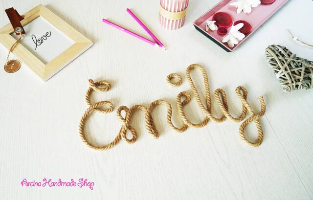 Personalized Turquoise Rope Name Sign Nursery Wall Decor - image 1
