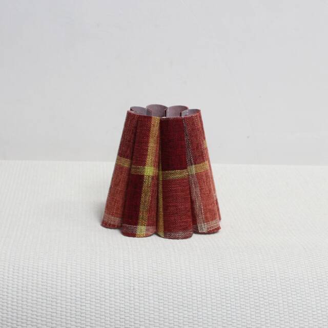 Handmade Scalloped Lampshade Mini Red Plaid Fabric, Pleated Shade-106# - image 1