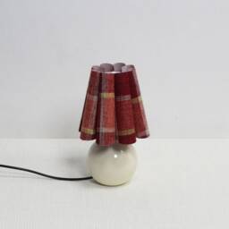 Handmade Scalloped Lampshade Mini Red Plaid Fabric, Pleated Shade-106# - thumbnail 4