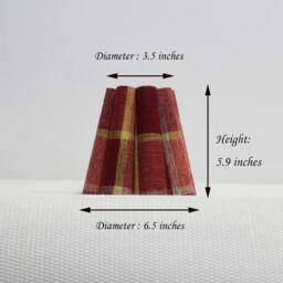 Handmade Scalloped Lampshade Mini Red Plaid Fabric, Pleated Shade-106# - thumbnail 2