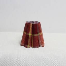 Handmade Scalloped Lampshade Mini Red Plaid Fabric, Pleated Shade-106#
