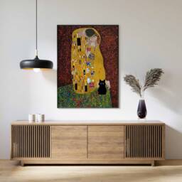 Gustav Klimt Cat Print, The Kiss By Klimt, Poster, Art, Lovers Gift, Animal Feline Wall Art Decor - thumbnail 3