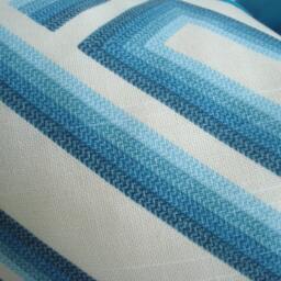 Caribbean Blue Geometric-Kronos -Decorative Designer Pillow Cover - Blues -Turquoise-/Aqua/Blue /Off Whitee - thumbnail 4
