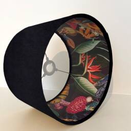 Black Velvet Wonderland Drum Lampshade, Double Sided Lampshade With Paper On Interior, Ceiling Light Shade - thumbnail 3