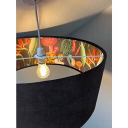 Black Velvet Wonderland Drum Lampshade, Double Sided Lampshade With Paper On Interior, Ceiling Light Shade - thumbnail 2