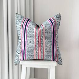 Vintage Hmong Pillow Cover Boho Folk Art Throw - 20x20 - thumbnail 2