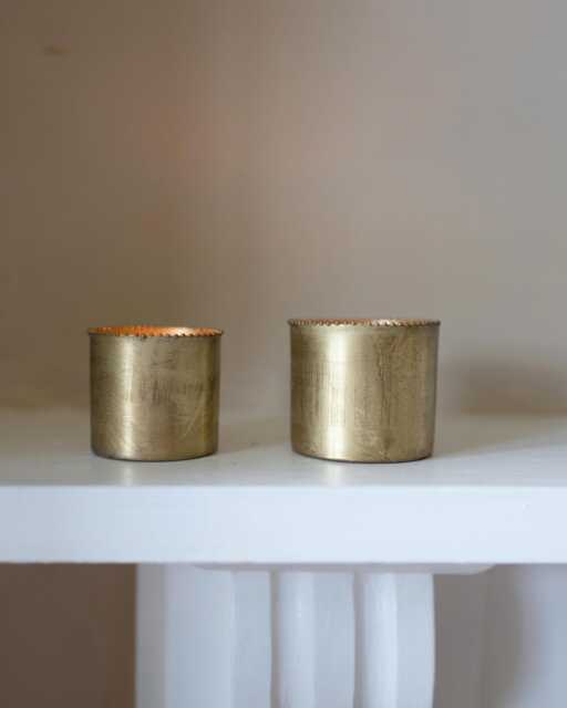 Brass Tealight Holders, Set Of 2, Candle Voltives, Pair Holders For Tea Lights - image 1