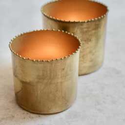 Brass Tealight Holders, Set Of 2, Candle Voltives, Pair Holders For Tea Lights - thumbnail 2