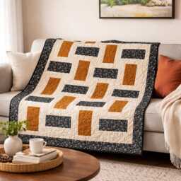 Modern Minimalist Throw Quilt Pattern - Beginner Friendly - PDF Pattern, 58x70In - thumbnail 1
