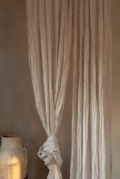 Sheer Scrunched Linen Curtain Panel, Soft Muslin Curtain, Airy Voile, Transparent Drop, Delicate Window Drapery - thumbnail 1