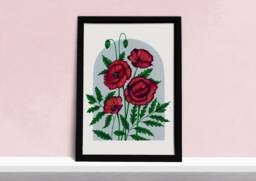 Poppy Field Art Print - Red Poppies Vintage Inspired Illustration Watercolour Botanical Wall - thumbnail 1