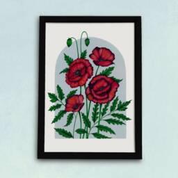 Poppy Field Art Print - Red Poppies Vintage Inspired Illustration Watercolour Botanical Wall - thumbnail 2