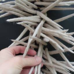 Black & Beige Wall Sculpture Modern 3D Art, Fiber Small Rectangular Textile Sculpture Steel & Wool Art - thumbnail 3