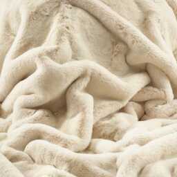 Cream Faux Fur Throw - Large Vegan Suede Blanket, Handmade - thumbnail 2