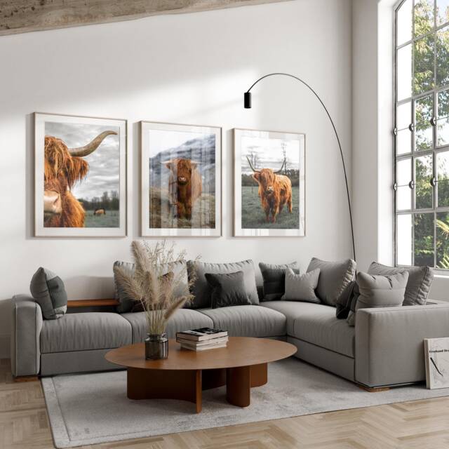 Highlands Cows Scotland Set Of 3 Prints, Scotland Nature Art Print, Scottish Themed Art, Photography Travel Print, Home Decor Poster - image 1