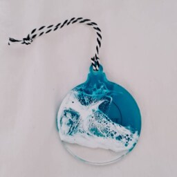 Cute Beach Bauble, Coastal Christmas Tree Decorations, Ornaments, Coastal, Resin Art, Car Accessory, Sea Bauble - thumbnail 2
