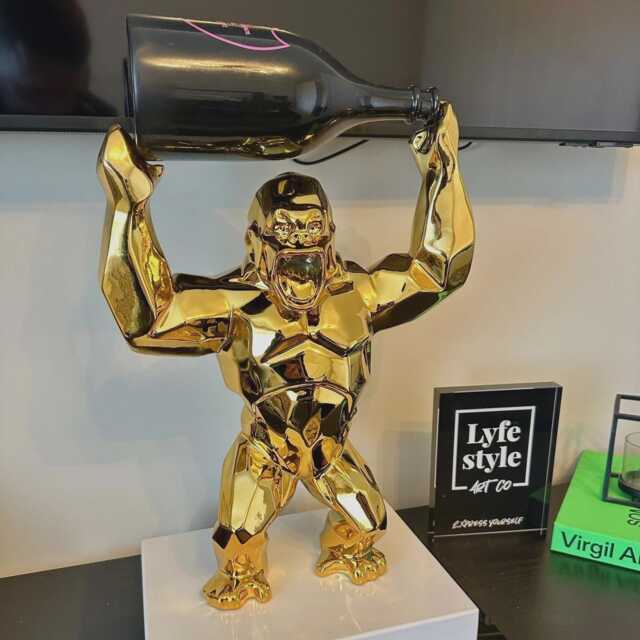 Gorilla Chrome Pop Art Champagne Exclusive Sculpture Statue - image 1