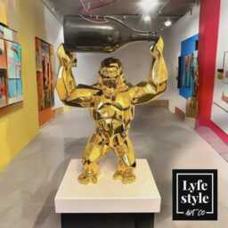Gorilla Chrome Pop Art Champagne Exclusive Sculpture Statue - thumbnail 4