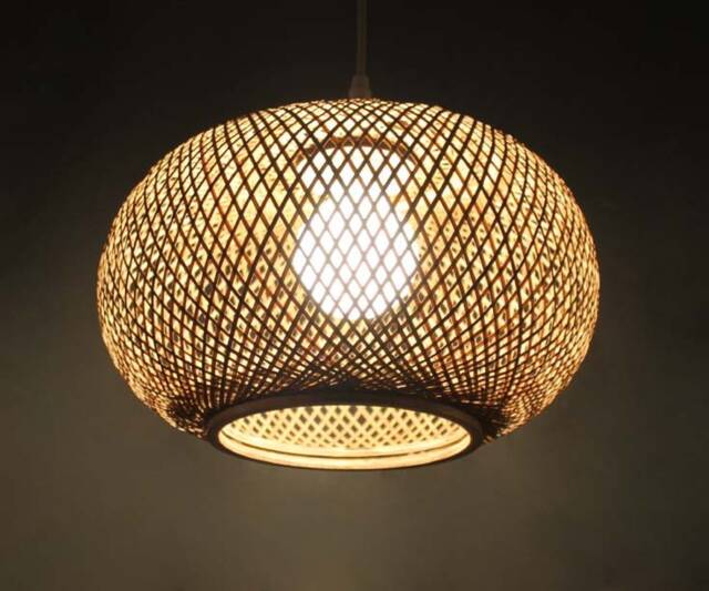 Oval Bamboo Pendant Light Rustic Home Lighting - image 1