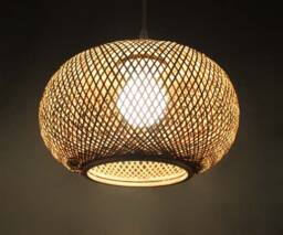 Oval Bamboo Pendant Light Rustic Home Lighting - thumbnail 1