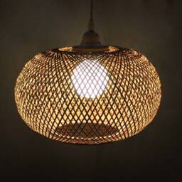 Oval Bamboo Pendant Light Rustic Home Lighting - thumbnail 2