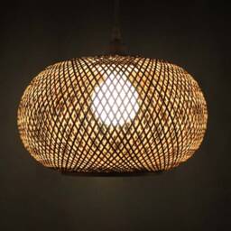 Oval Bamboo Pendant Light Rustic Home Lighting - thumbnail 3