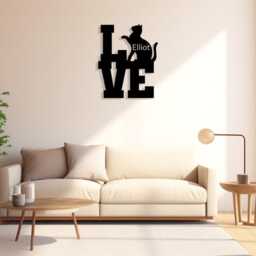 Custom Cat Love Metal Sign, Personalised Wall Art With Name, Memorial Gift Present, Garden Hanging Decoration, Decor For Mom - thumbnail 2