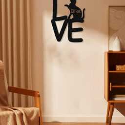Custom Cat Love Metal Sign, Personalised Wall Art With Name, Memorial Gift Present, Garden Hanging Decoration, Decor For Mom - thumbnail 3