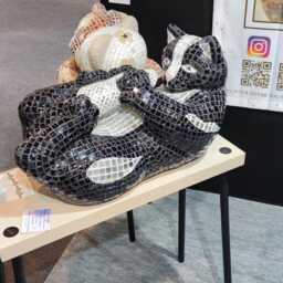 Mosaic Cat Sculpture - Handmade Art Deco Mosaic & Glass Unique Piece For Indoor/Covered Outdoor Use - thumbnail 2
