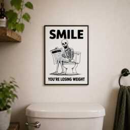 Funny Toilet Sign, Humorous Wall Art, Bathroom Decor, Humour Plaque, Novelty Gift, Humour, Skeleton Sign - thumbnail 1
