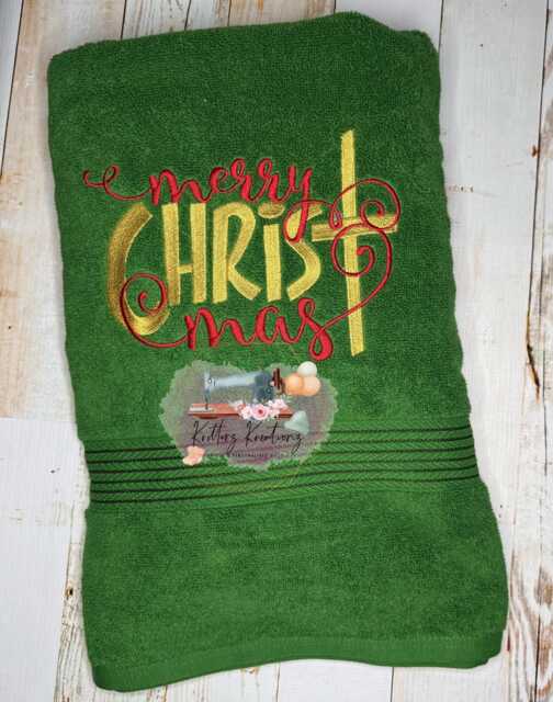 Merry Christmas. Embroidered Christmas Towel. Hand Kitchen Home Decor. Bathroom - image 1