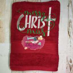 Merry Christmas. Embroidered Christmas Towel. Hand Kitchen Home Decor. Bathroom - thumbnail 2