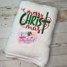 Merry Christmas. Embroidered Christmas Towel. Hand Kitchen Home Decor. Bathroom - thumbnail 3