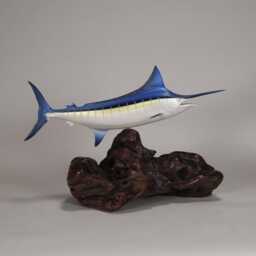 Marlin By John Perry 10 Inch Long Sculpture On Burlwood Base Revised 2025. Signed - thumbnail 3