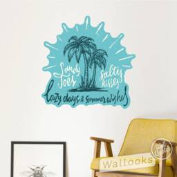 Salty Toes & Kisses Wall Quote, Inspirational Message, Words, Self Adhesive Sticker, Peel Stick Decal - thumbnail 1