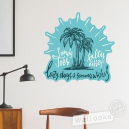 Salty Toes & Kisses Wall Quote, Inspirational Message, Words, Self Adhesive Sticker, Peel Stick Decal - thumbnail 2