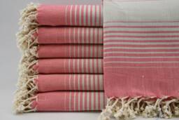 "Turkish Towel, Red & Gray Towel, Bohemian Towel, Handmade Towel, 40""x60"