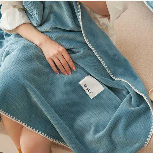 Waffle Weave Soft Cotton Throw Blanket, Lightweight Cozy Knit Breathable Sofa Minimalist Bed Throw, Modern Home Decor Gift - image 1