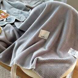 Waffle Weave Soft Cotton Throw Blanket, Lightweight Cozy Knit Breathable Sofa Minimalist Bed Throw, Modern Home Decor Gift - thumbnail 2