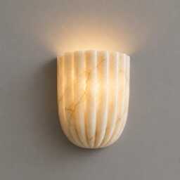 Modern Alabaster Wall Sconce Light With Mid Century Half Flower Stone Wall Lamp , Natural Marble Bathroom Lighting
