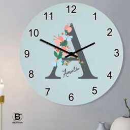 Personalised Wall Clocks For Kids, Custom Floral Initial With Name Girls Bedroom Clock, Nursery D??cor Clocks, Christmas Gift Kids - thumbnail 2