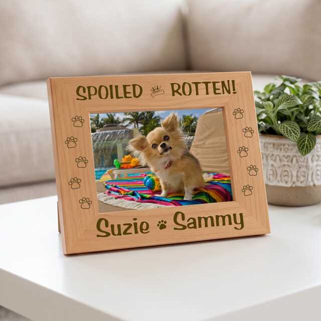 Custom Dog Name Frame, Personalized Pet Lover Gift, Engraved Wooden Photo Display - image 1