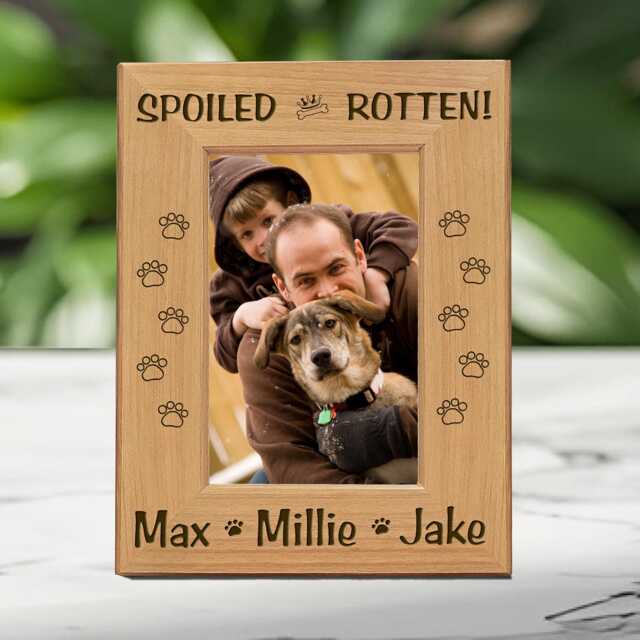 Custom Spoiled Rotten Dog Frame Engraved Wood Photo Display Personalized Pet Name Picture Funny Lover Present - image 1